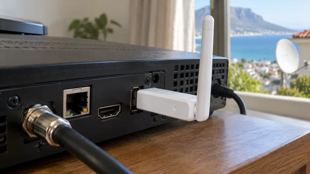 WiFi dongle in a decoder to connect Explora to internet in Simon's Town