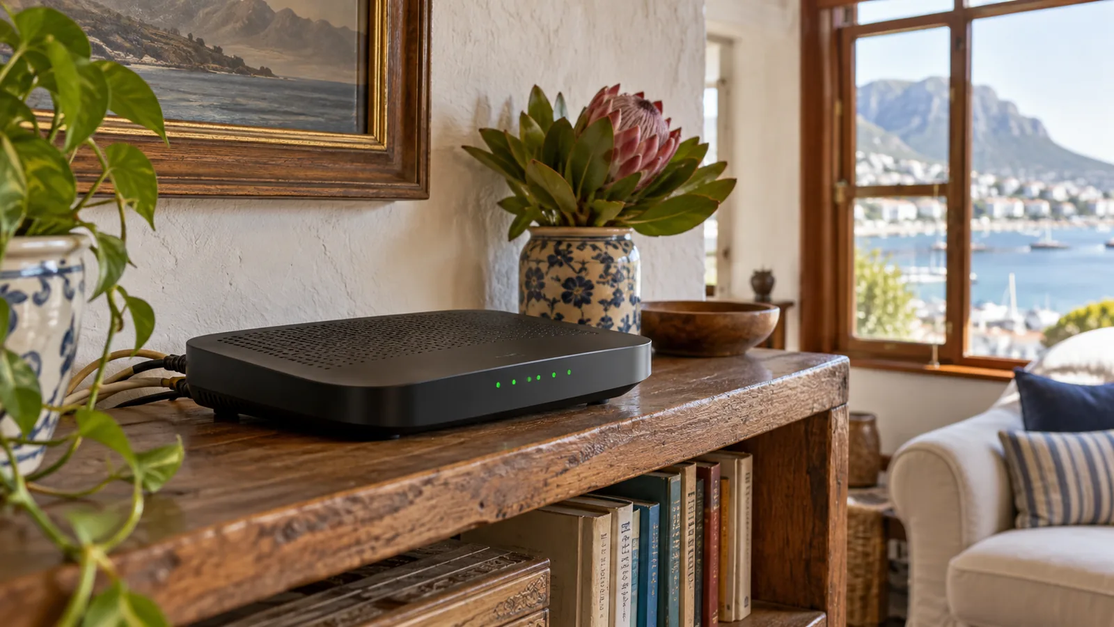 Fibre router in a heritage cottage used to connect Explora to internet in Simon's Town