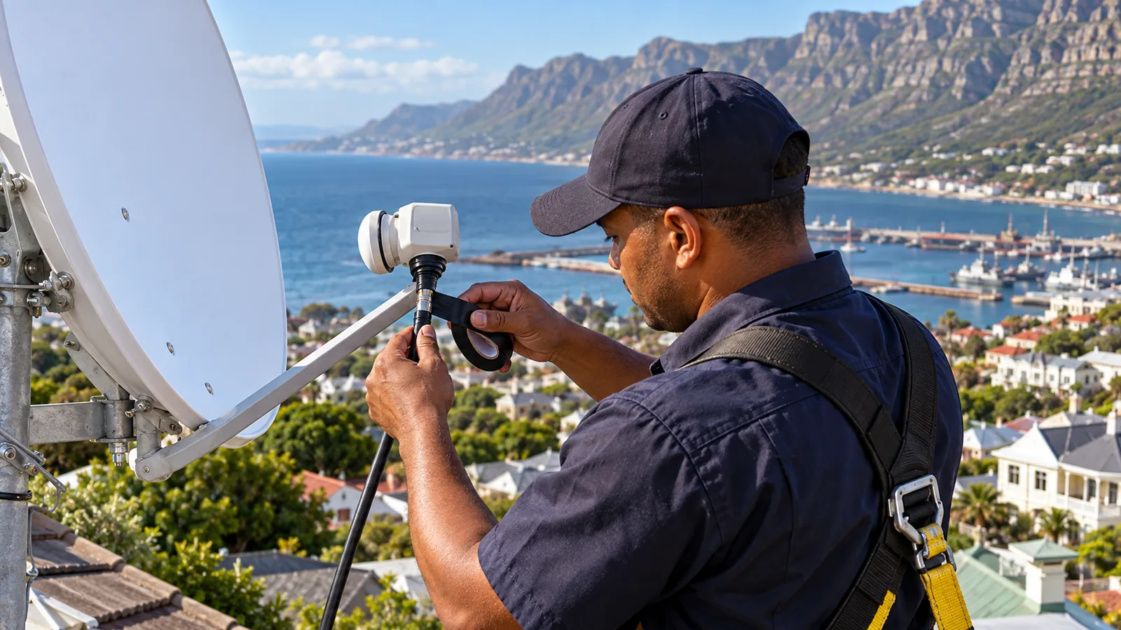 DStv LNB Price in Simon's Town: Honest 2026 Guide 5 Technician sealing a connector after a DStv LNB price quote in Simon's Town