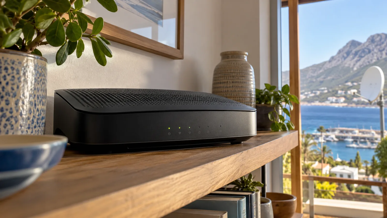 DStv Streama Price in Simon's Town: Easy Buyer Guide 2 Fibre router on a shelf in a seaside flat in Simon's Town